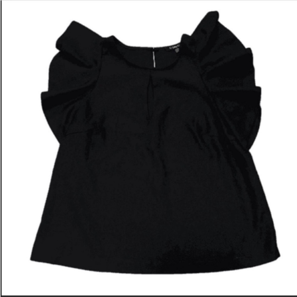 CQ by CQ flutter sleeves front keyhole black flowy top.
Size small.
